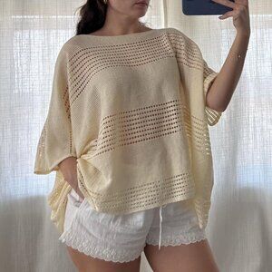 Cream shaw poncho style sweater